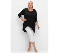 Sheego Damen Große Größen Longshirt in Wickeloptik, in Leichter A-Linie Freizeitmode sportlich Rundhals-Ausschnitt -