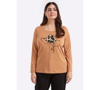 Sheego Langarmshirt mit Druck vorne 40 camel