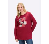 Sheego Langarmshirt mit Grafikprint und Glitzersteinchen 56/58 kirsche-silberfarben-bedruckt