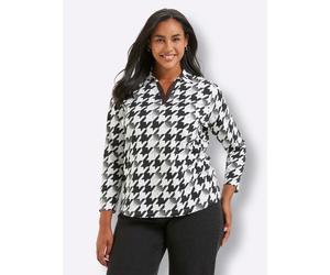 Sheego Langarmshirt mit Hahnentritt-Muster 44 schwarz-ecru-bedruckt