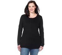 Sheego Langarmshirt mit Knopfleiste, Rippqualität 56/58 schwarz