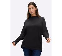 Langarmshirt SHEEGO "Langarm-Shirt", Damen, Gr. 48/50, schwarz, 95% Viskose, 5% Elasthan, unifarben, Shirts Langarmshirt (93014723-48) schwarz
