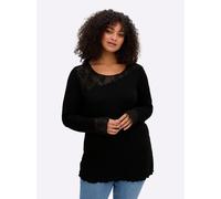 Sheego Langarmshirt mit schräg verlaufenden Kanten 48/50 schwarz