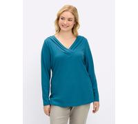 Langarmshirt SHEEGO BY JOE BROWNS "Langarmshirt", Damen, Gr. 48/50, topas, 95% Baumwolle, 5% Elasthan, unifarben, V-Ausschnitt, Shirts Langarmshirt (89571808-48) topas