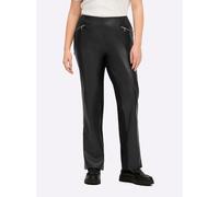 Sheego Lederimitathose im Materialmix 40 schwarz