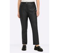 Sheego Lederimitathose mit geradem Bein 50 schwarz