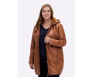 Sheego Lederjacke aus Lammnappa 52 cognac