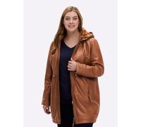 Lederjacke MAINPOL, Damen, Gr. 54, braun (cognac), 100% Lammnappaleder, Pelzimitat:100% Polyester, unifarben, Jacken (40961442-54) cognac