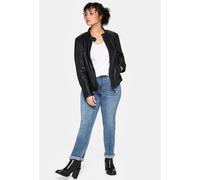 Sheego Lederjacke im Biker-Stil 46 schwarz