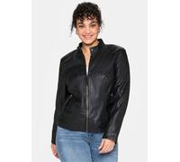 Sheego Lederjacke im Biker-Stil 58 schwarz
