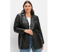 Sheego Lederjacke in langer, leicht taillierter Form 40 schwarz