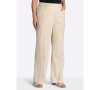 Leinenhose SHEEGO, Damen, Gr. 50, Normalgrößen, champagner, goldfarben, 65% Viskose, 25% Leinen, 7% Polyester, 3% metallisierte Fasern, unifarben, Hosen (57436640-50) champagner, goldfarben