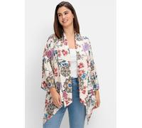 Sheego Longbluse im Kimono-Stil, mit Blumendruck 44/46 offwhite-gemustert