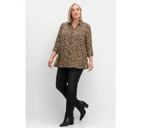 Sheego Longbluse in A-Linie 40 camel-schwarz-bedruckt
