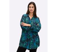 Sheego Longbluse mit Blumenprint und Streifen 48 tiefblau-bedruckt