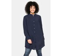 Longbluse SHEEGO, Damen, Gr. 40, blau (marine), 86% Modal, 14% Polyester, unifarben, V-Ausschnitt, Blusen Longbluse (60765151-40) marine