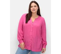 Longbluse SHEEGO, Damen, Gr. 42, rosa (fuchsia), 100% Viskose, unifarben, V-Ausschnitt, Blusen Longbluse (73764969-42) fuchsia