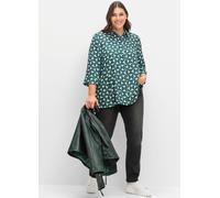 Longbluse SHEEGO "Große Größen" Gr. 44, grün (tiefgrün gemustert) Damen Blusen (26639242-44) tiefgrün gemustert