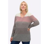 Sheego Longpullover mit Blockstreifen-Muster 44 hortensie-ecru-meliert