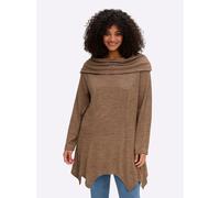 Sheego Longpullover mit gerafftem Rollkragen 48/50 braun-meliert