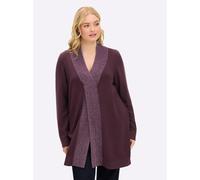 Sheego Longpullover mit hohem Schlitz und Glitzerblende 44/46 burgund-flieder-meliert