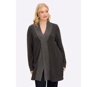 Longpullover SHEEGO "Long-Pullover", Damen, Gr. 52/54, graphit, grau, meliert, 50% Viskose, 28% Polyester, 22% Polyamid, meliert, unifarben, Pullover Longpullover (63578750-52) graphit, grau, meliert