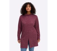Sheego Longpullover mit hohem Schlitz vorn 56/58 bordeaux-meliert