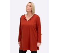 Longshirt SHEEGO "Longshirt", Damen, Gr. 48/50, rot (rostrot), 100% Baumwolle, unifarben, Rundhals, Shirts Longshirt (38450433-48) rostrot