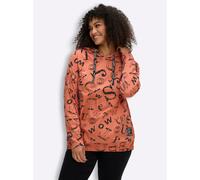 Sheego Longshirt im Lettering-Dessin 36 papaya-schwarz