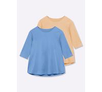 Sheego Longshirt in der 2-Stück-Packung 50 himmelblau + apricot