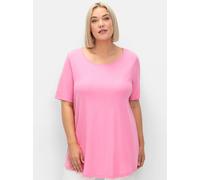Sheego Longshirt mit abgerundetem Saum 44/46 blumiges pink