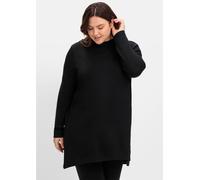Sheego Longshirt mit asymmetrischem Stehkragen 48/50 schwarz