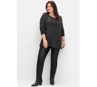 Sheego Longshirt mit Effektgarn 52/54 schwarz