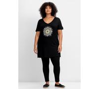 Sheego Longshirt mit Ornament-Frontdruck 44/46 schwarz