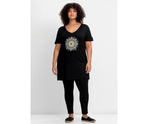 Sheego Longshirt mit Ornament-Frontdruck 44/46 schwarz