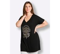 Longshirt schwarz-sesam-bedruckt 48/50