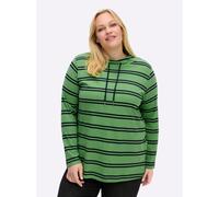 Sheego Longshirt mit Tunnelzug am Stehkragen 56/58 apfel-tiefblau-gestreift