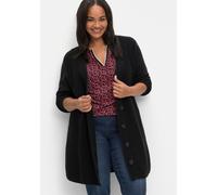 Longstrickjacke SHEEGO, Damen, Gr. 52/54, schwarz, 50% Baumwolle, 50% Polyacryl, unifarben, Strickjacken Longstrickjacke (86593029-52) schwarz