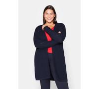 Longstrickjacke SHEEGO, Damen, Gr. 52/54, blau (marine), 100% Baumwolle, unifarben, Strickjacken Longstrickjacke (99758724-52) marine