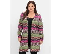 Sheego Longstrickjacke mit Zick-Zack-Muster 40/42 beere-gemustert