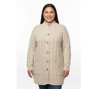 Sheego Longstrickjacke mit Zopf-Strickmuster 38 sand