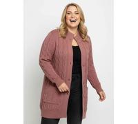 Sheego Longstrickjacke mit Zopfmuster 54 rosenholz