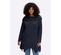 Sheego Longsweatshirt im Strick-Look 56/58 marine-jeansblau-meliert