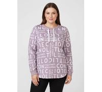 Sheego Longsweatshirt mit Lettering-Druck 52 mauve-weiß-gemustert