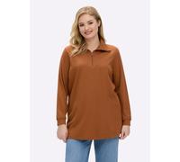 Sheego Longsweatshirt mit Umlegekragen 54 cognac