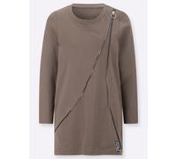 Sheego Longsweatshirt mit Zierreißverschluss 38 dunkeltaupe