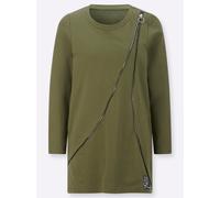 Sheego Longsweatshirt mit Zierreißverschluss 42 oliv