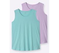 Sheego Longtop mit abgerundetem Saum 52 flieder + mint