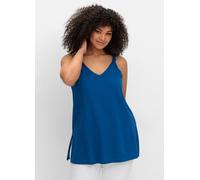 Longtop SHEEGO, Damen, Gr. 42, blau (blaubeere), 100% Baumwolle, unifarben, V-Ausschnitt, ohne Ärmel, Tops (53770810-42) blaubeere