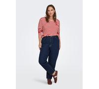 Sheego M barbados cherry stripes:cloud dancer/ w. emb. hearts